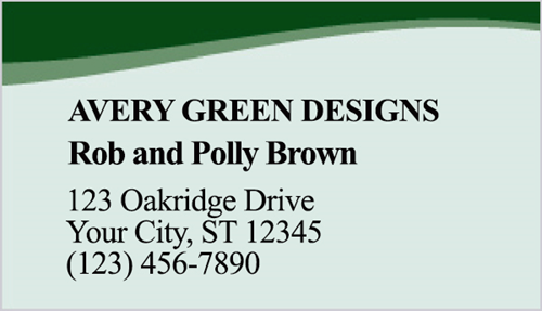 Green Avery Business Cards