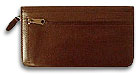 Brown Leather Zippered Checkbook Cover